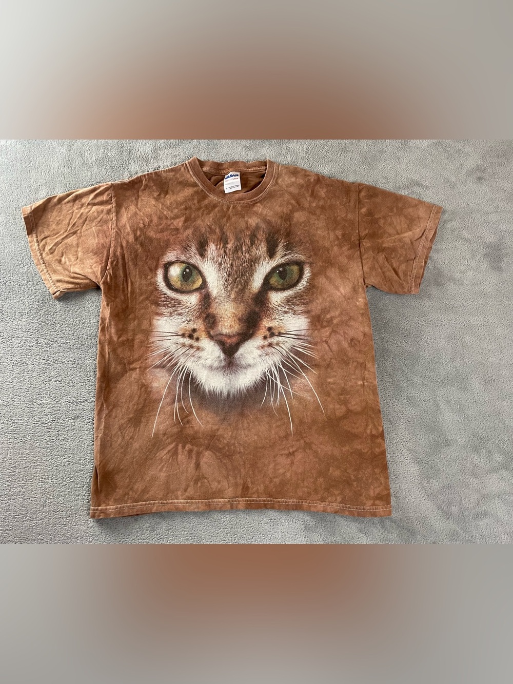 The Mountain Shirt Mens Medium Brown Tie Dye Kitty Cat Graphic Tee Adult M